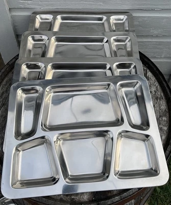 4 Winco - SMT-2   6 Compartment Mess Trays, Stainless Steel—15.5” X 11.5”—NEW - Image 1 of 4
