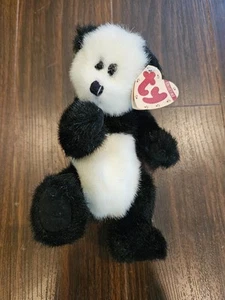 1993 Beanie Babies Checkers The Attic Treasures With Tag Ty Baby Panda Plushie - Picture 1 of 4