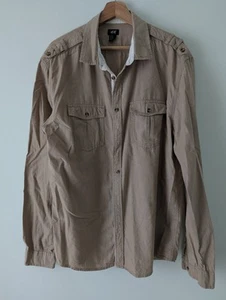 H&M Mens XL Beige Long Sleeve Cotton Shirt - Picture 1 of 3