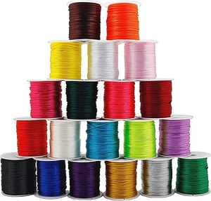 FQTANJU 656 yardas 1 mm cola de rata satinado nailon cordón 20 colores cuerda de seda...  - Imagen 1 de 7