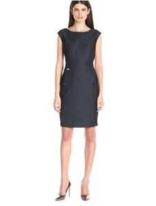 Nuovo con etichette* Calvin Klein abito tubino blu chambray senza maniche elasticizzato donna 16 *NUOVO - Foto 1 di 15