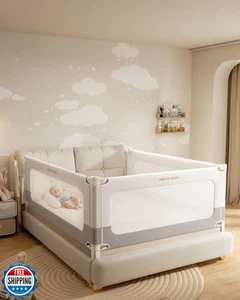 Baby Bed Rail Guard for Toddlers, Reinforced 60in Toddler Bed Rails for Queen - Picture 1 of 5