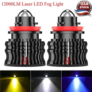 2Pcs Car H8 H9 H11 LED Fog Light Bulbs 12000LM Projector Light w/Lens Headlights - Foto 1 di 18