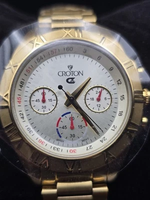 CROTON LUMINA UNISEX GOLDTONE CHRONOGRAPH WITH TAPERING BRACELET - Image 1 of 4