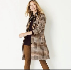 J. Jill Wollmischung Druckknopfleiste Oversized BRAUN/SCHWARZ karierte Jacke Damen Gr. L - Bild 1 von 13