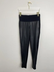 Athleta Gleam Faux Vegan Leather Front Tight Leggings Stretch Black Size S EUC - Picture 1 of 12