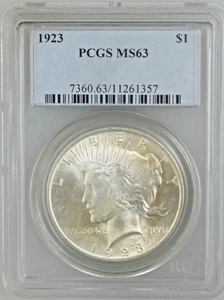1923 Peace Silber Dollar MS63 PCGS - Bild 1 von 2
