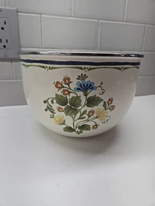 Cuenco mezclador Kobe vintage de 4 cuartos esmalte floral con borde plateado - Imagen 1 de 9