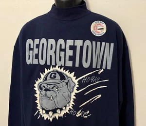 FELPA GEORGETOWN HOYAS DODGER CREW vintage anni 90 blu nuova vecchio magazzino nuova con etichette XL - Foto 1 di 5