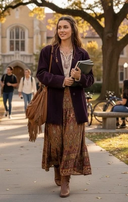 St John’s Bay Vtg Purple Suede Leather Coat Jacket L Whimsigoth Boho Western - Image 1 of 4