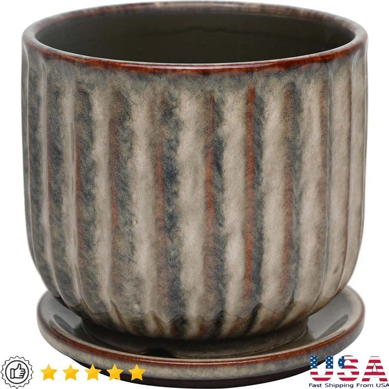 Maceta de cerámica con orificio de drenaje interior exterior jardín maceta elegante cilindro nueva Foto 1 de 4