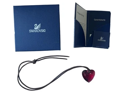 Swarovski Damen Halskette Herz Anhänger Rot Romantisch Strass 80cm - Bild 1 von 4