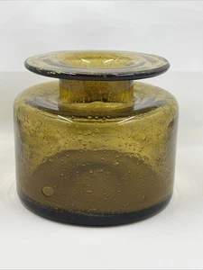 Hand Blown Olive Green Swedish Bubble Vase  - Picture 1 of 5
