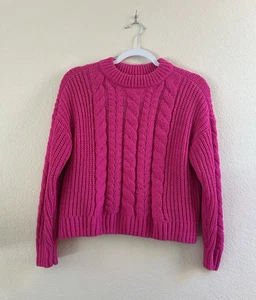 Wonder Nation Mädchen rosa Langarm Stretch Zopfmuster Pullover Gr. XL (14-16) - Bild 1 von 14
