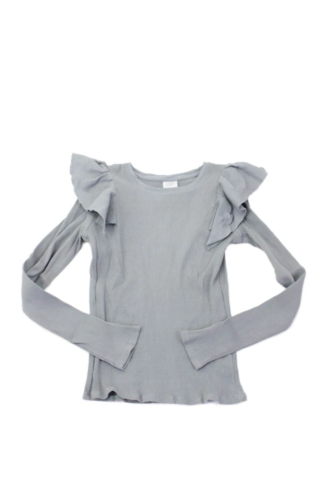 Zara Girls Cotton Long Sleeve Round Neck Knit Top Gray Size 11-12Y - Image 1 of 4