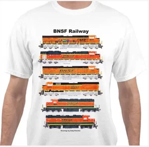 BNSF Orange Locomotives Railroad T-Shirt by Andy Fletcher - Picture 1 of 1