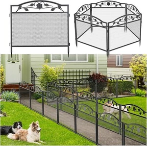 5 pezzi recinzione per laghetto elementi di recinzione metallo recinzione decorativa set recinzione doghe 80 x 80 cm nero - Foto 1 di 17