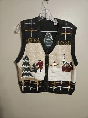 Vintage North Crest Christmas Winter Scene Sweater Vest Women’s Size M (10-12) - Image 1 of 4