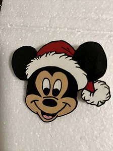 Disney Mickey Mouse Head Face Wooden Pin  Christmas Santa Hat - Picture 1 of 4