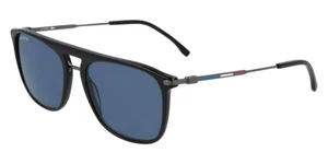 LACOSTE L606SND 001 BLACK BLUE LENS UNISEX SUNGLASSES NOVAK DJOKOVIC NWT - Picture 1 of 5