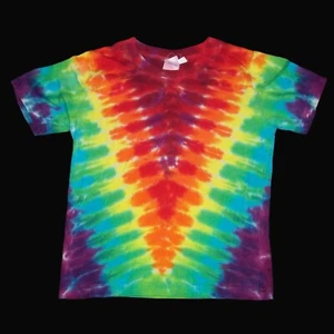 Organic Tie Dye Child T-Shirt 3T / 4T Toddler Rainbow "V" Hippie Kid Tye Dyed - Picture 1 of 1