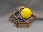 tennis ball and racquet trophy resin plate diamond DPS73 small 6" size