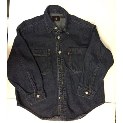 Levi Denim Boys Small Jean Shirt Long Sleeve Button Front Dark Wash Button Front - Image 1 of 4