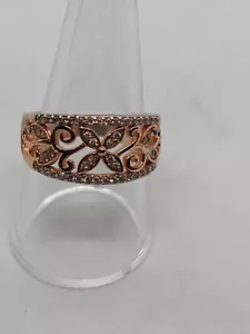 Anello Vermeil oro su argento sterling 925 filigrana e zirconi fiore misura S (9) - Foto 1 di 6