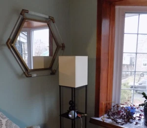 STERLING NO 351-10597 OCTAGONAL WALL MIRROR 35 1/8 X5 1/8 X 3/8 NEW GOLD COLOR - Picture 1 of 5