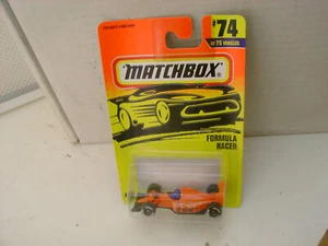 1996 MATCHBOX SUPERFAST #74 ORANGE FORMULA RACER MB RACING #1 NEW ON CARD - Picture 1 of 6
