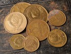 LOT OF 8 SOVIET USSR ALL BRASS KOPEKS COINS 1961 - 1991 COMMUNIST COAT OF ARMS