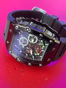 New Watch..MENS ..Skeleton Dial..Great look..Silicone band..New Battery-look - Picture 1 of 4