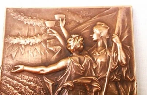 Seltene & schöne Bronze Jugendstil Französische Plakette 1900 - Bild 1 von 13