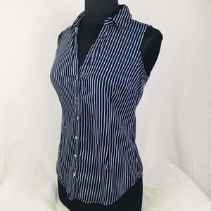 7th Avenue New York & Company Top Camisa Pequeña a Rayas con Botones Nueva York y C - Imagen 1 de 9