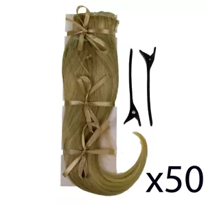 Extensiones de cabello con clip en 2 piezas Ken Paves peinado rubio arenoso 16" joblot x50 - Imagen 1 de 1