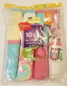 NEW Hanes Girls 6 Pack Breathable Cotton Tagless Briefs Size 6 - Picture 1 of 1
