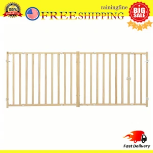 Wooden Dog Gate Pet Exercise Pen Expandable Panle Baluster W/ Lock Doorway NEW - Picture 1 of 5