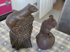 2x Bronzed Cast Figurines Field Mouse and Mouse On An Apple