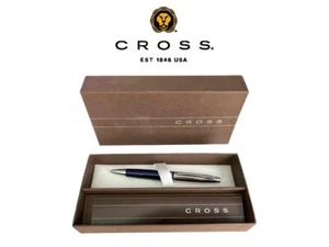 Cross Ballpoint Pen AT0112-3 Chrome Blue - New in Box - Picture 1 of 4