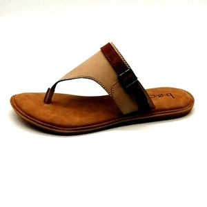 BOC Womens Mya Thong Sandals Cream Canvas Leather Strap Accent Flat Heel 7M NEW - Picture 1 of 10