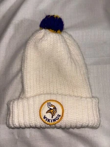 Vintage Minnesota Vikings Football 1970’s Knit Winter Hat Beanie White - Bild 1 von 3