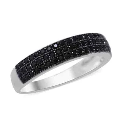 ¡¡APILABLE!! Anillo de espinela negra tailandesa natural de 1,50 quilates placa de rodio talla 7 Foto 1 de 4