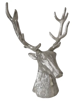 Deko Figur Metall Hirsch silber Reh Rentier Geweih Dekoobjekt Skulptur Statue 3 - Bild 1 von 4