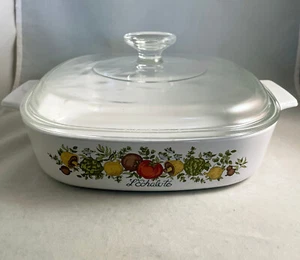 VTG CORNING WARE CASSEROLE A-8-B "SPICE OF LIFE" L'ECHALOTE 8"X8"X1-3/4" W/LID - Picture 1 of 8