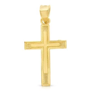 14K Yellow Gold Religious Jesus Christ Classic Cross Pendant Charm for Chain - Picture 1 of 6