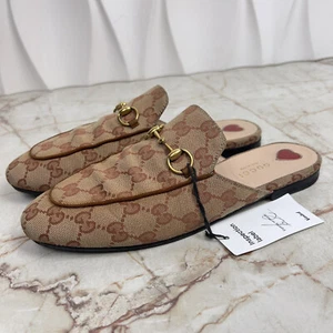 Gucci Princetown Horsebit Pantolette Beige Rot GG Monogram Canvas 37,5 G oder 7,5 US - Bild 1 von 12
