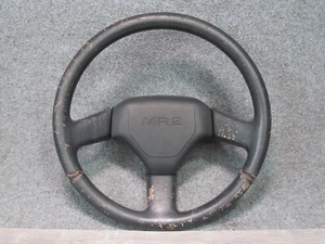 87-89 TOYOTA MR2 AW15 LEATHER STEERING W HORN BLACK ASSEMBLY OEM - Bild 1 von 24