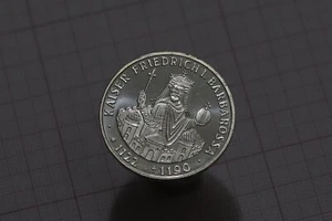 🧠🇩🇪 GERMANY 10 Mark 1990 F - Silver - Kaiser Friedrich Barbarossa B71 #2119 - Picture 1 of 2