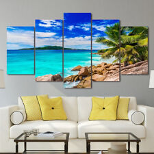 Beach Island Palm Trees 5 Piece Canvas Print Wall Art