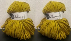 (2) Bobbiny Yarn Premium 5mm Braided Cord Cotton, Spicy Yellow - Picture 1 of 5
